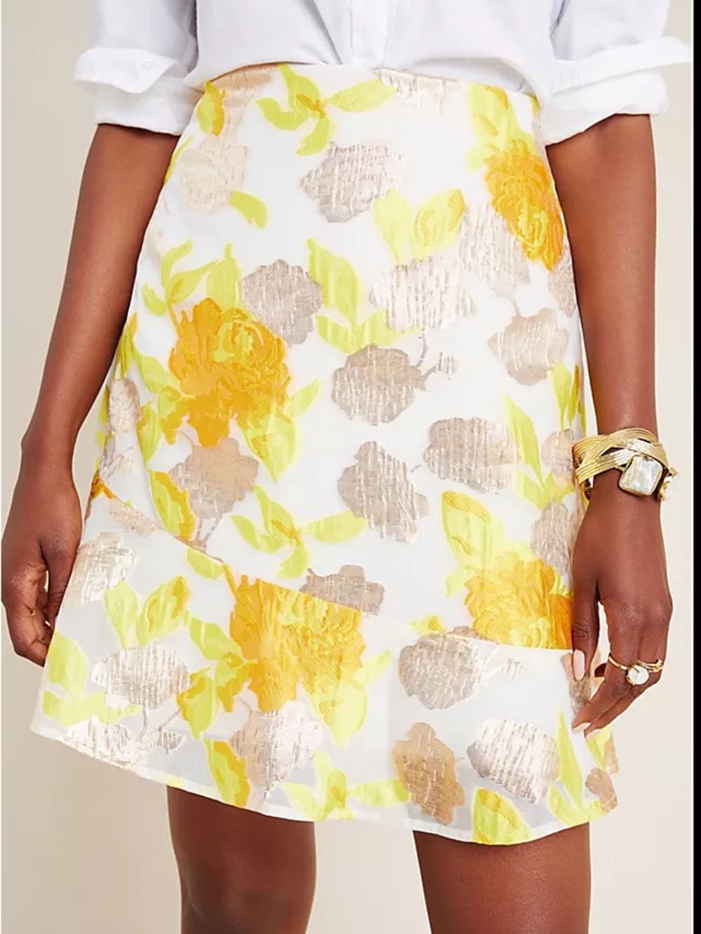 Anthropologie x Maeve Faye Flounced Jacquard Mini Skirt